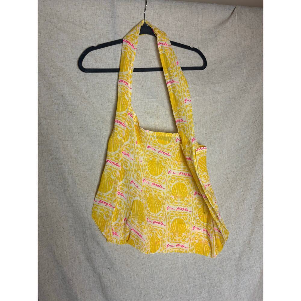 Free People Yellow & Pink Seashell Shopping Tote Bag